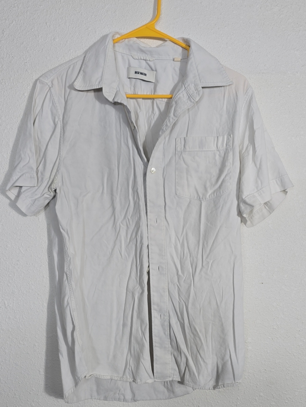 White Short-Sleeve Button-Up Shirt